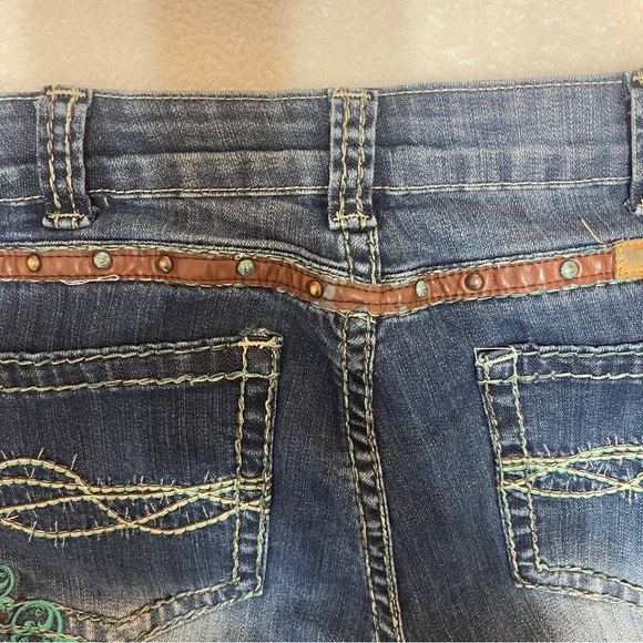 Cowgirl‎ Tuff Spirit Embroidered Embellished Western Rodeo Bootcut Jean Women 33 - Picture 12 of 13
